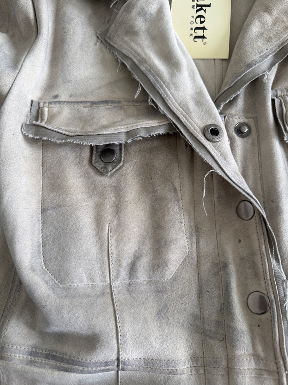 jakett New York Beige Distressed Leather Jacket for Women. Size M color chalk - Picture 5 of 7